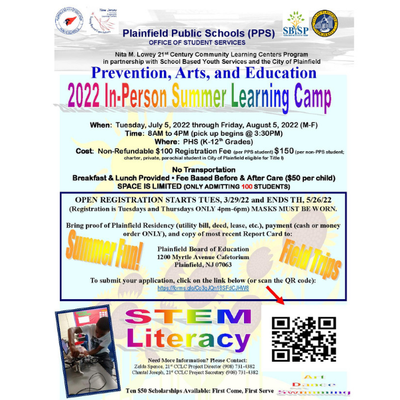 Plainfield In-Person Summer Learning Camp Registration is Open