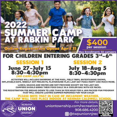 Register for Summer Camp at Rabkin Park